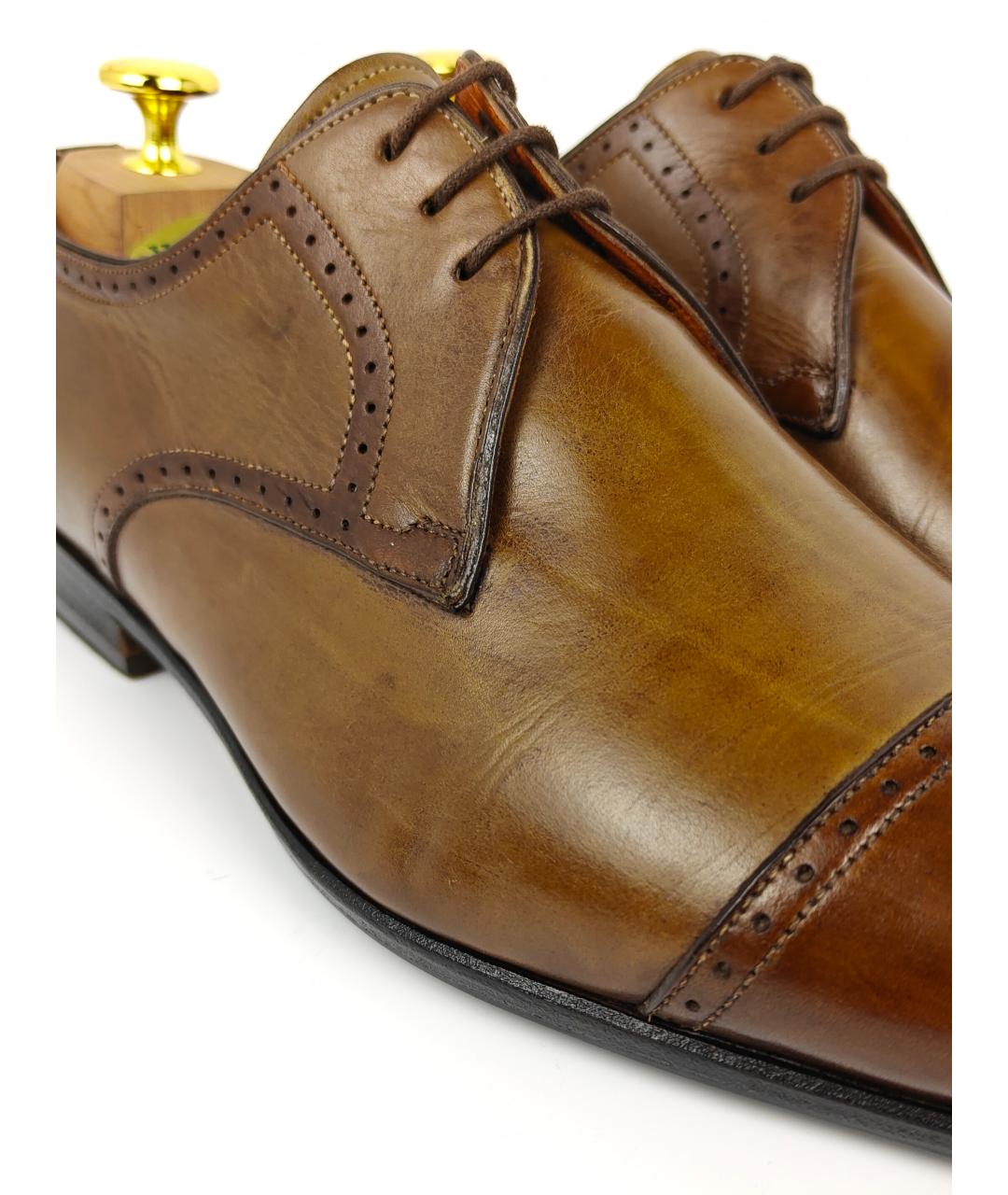SANTONI Коричневые кожаные туфли, фото 9