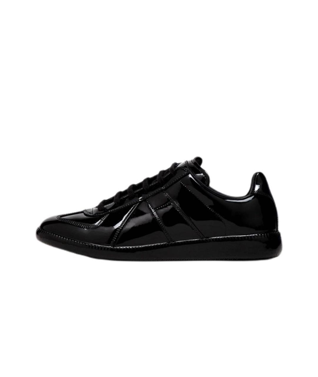 MAISON MARGIELA Черные кроссовки из лакированной кожи, фото 7