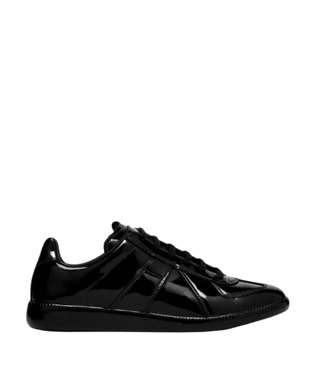 MAISON MARGIELA Черные кроссовки из лакированной кожи, фото 1
