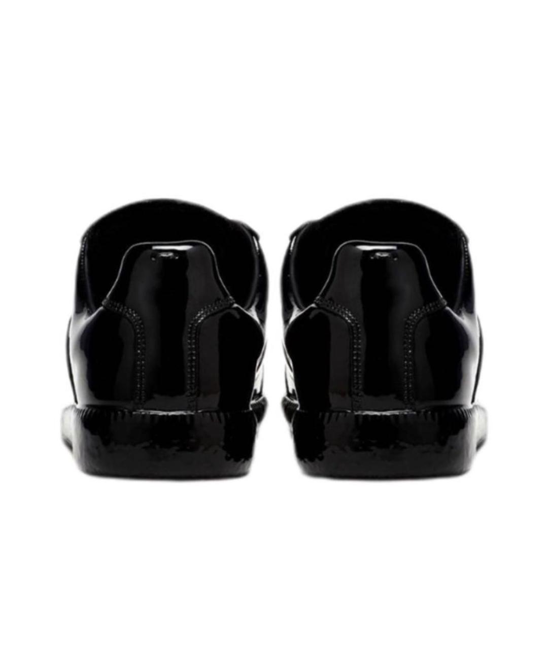 MAISON MARGIELA Черные кроссовки из лакированной кожи, фото 2