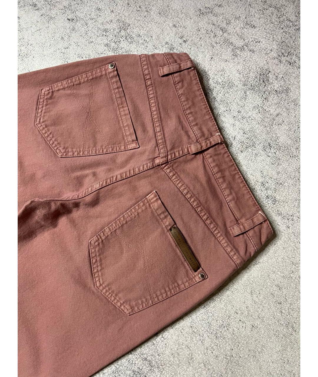 BRUNELLO CUCINELLI Розовые хлопко-эластановые прямые джинсы, фото 4