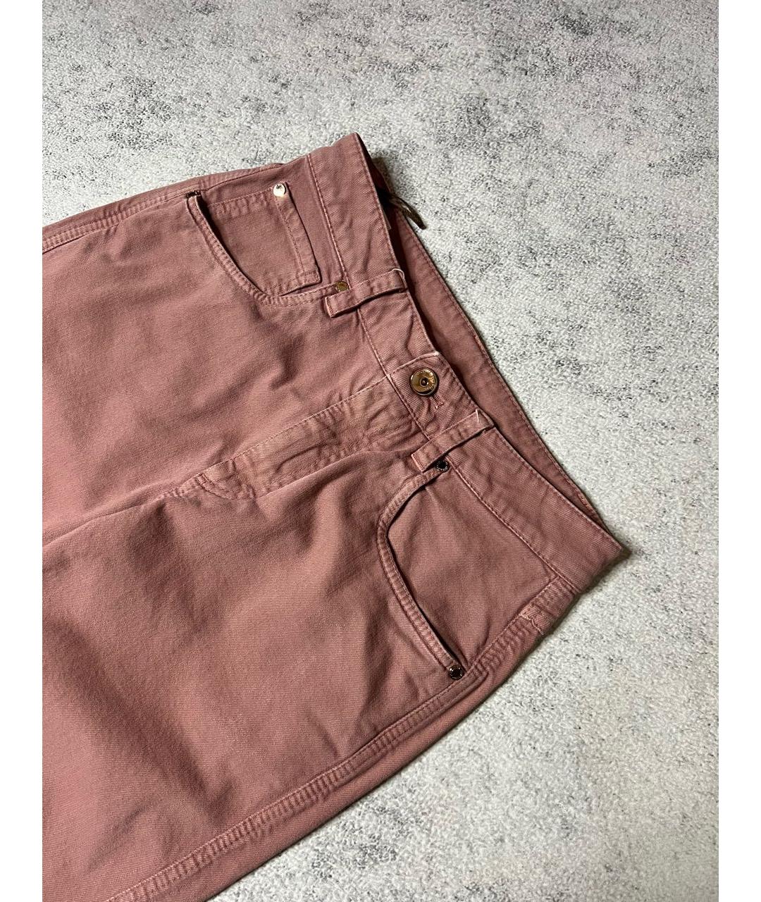BRUNELLO CUCINELLI Розовые хлопко-эластановые прямые джинсы, фото 2