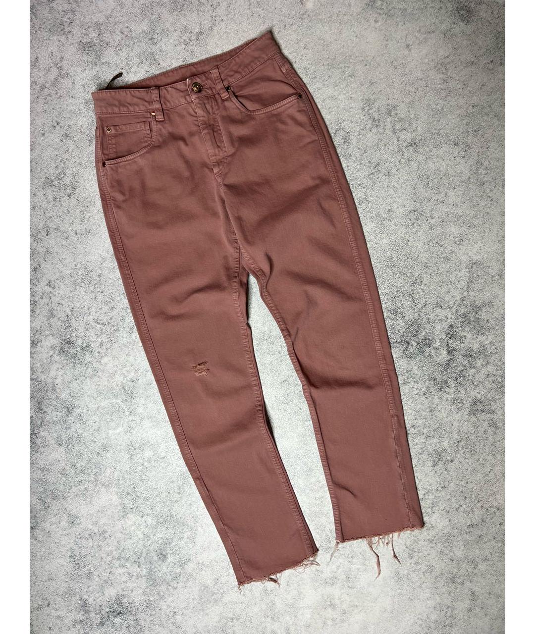 BRUNELLO CUCINELLI Розовые хлопко-эластановые прямые джинсы, фото 9