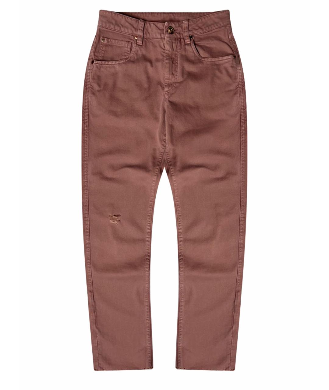 BRUNELLO CUCINELLI Розовые хлопко-эластановые прямые джинсы, фото 1