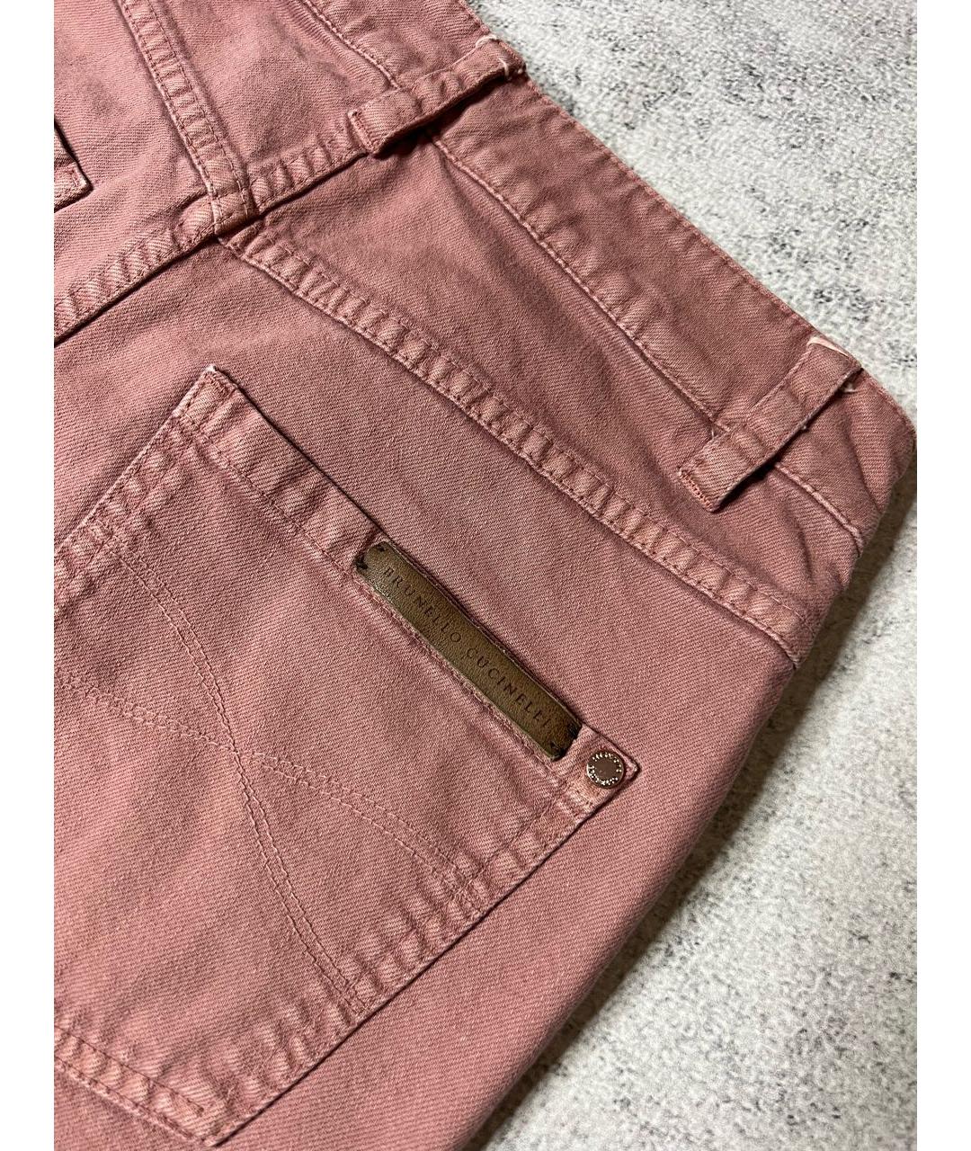 BRUNELLO CUCINELLI Розовые хлопко-эластановые прямые джинсы, фото 5
