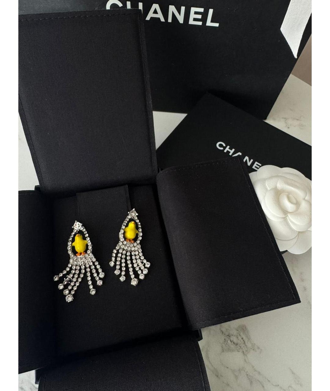 CHANEL Серебряные металлические серьги, фото 2