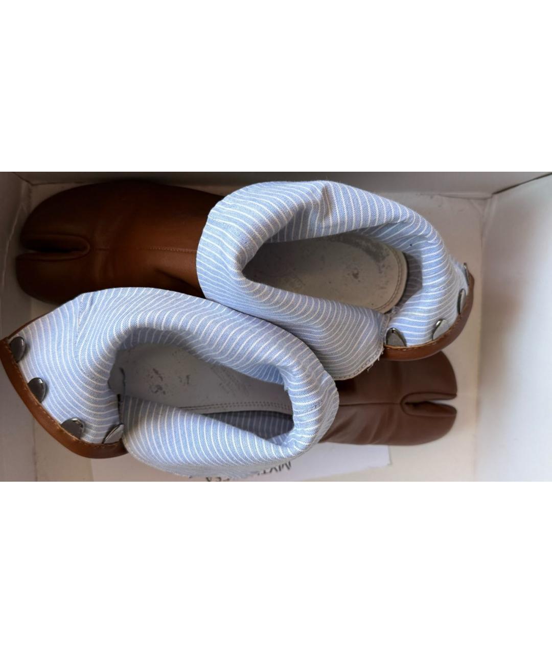 MAISON MARGIELA Коричневые кожаные полусапоги, фото 5