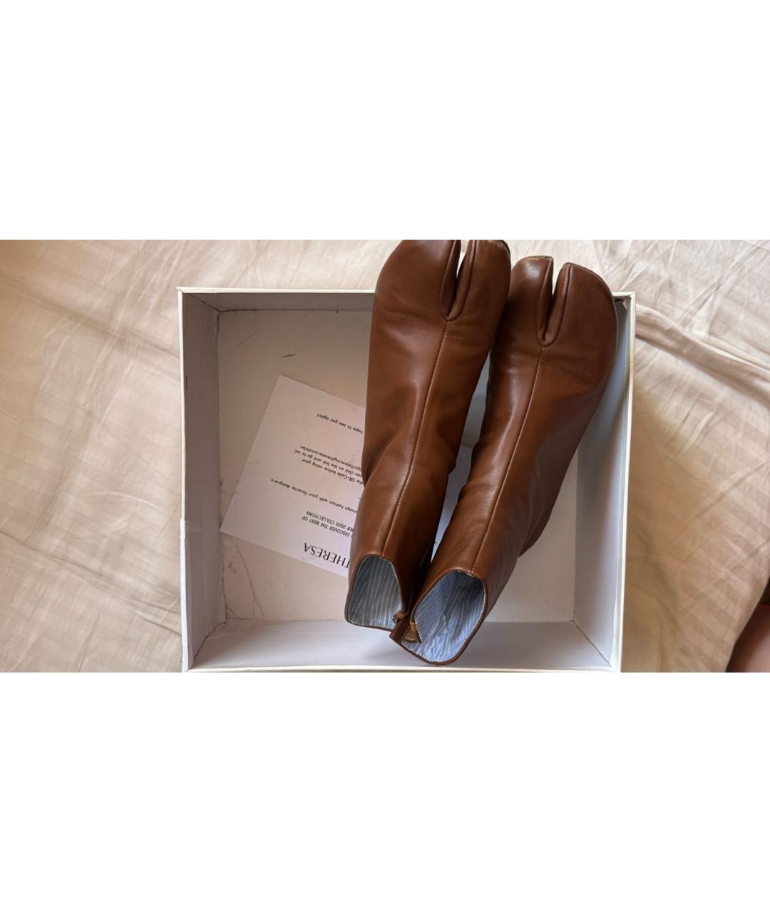 MAISON MARGIELA Коричневые кожаные полусапоги, фото 2
