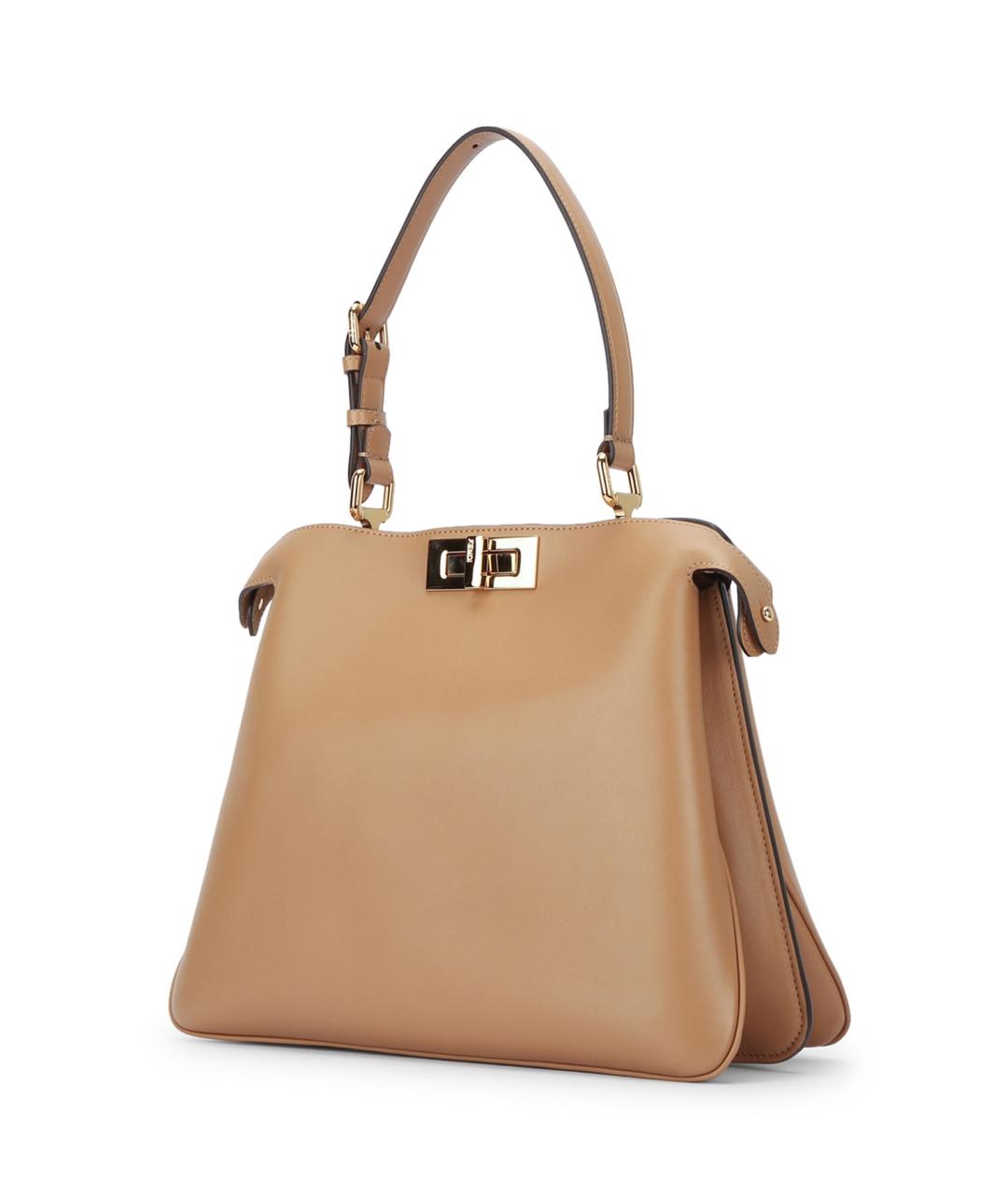 FENDI Бежевая кожаная сумка через плечо, фото 2