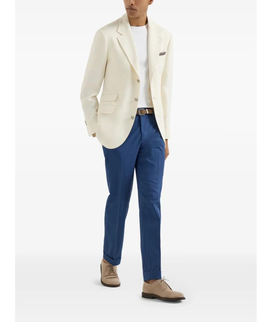 BRUNELLO CUCINELLI Синие хлопковые повседневные брюки, фото 2
