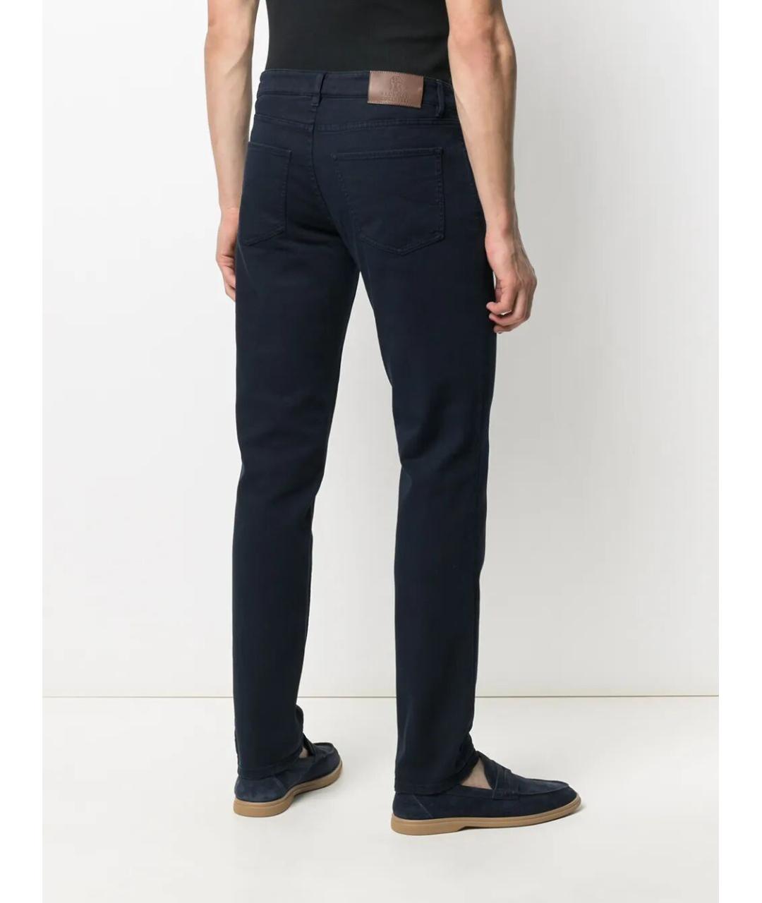BRUNELLO CUCINELLI Синие хлопковые повседневные брюки, фото 4