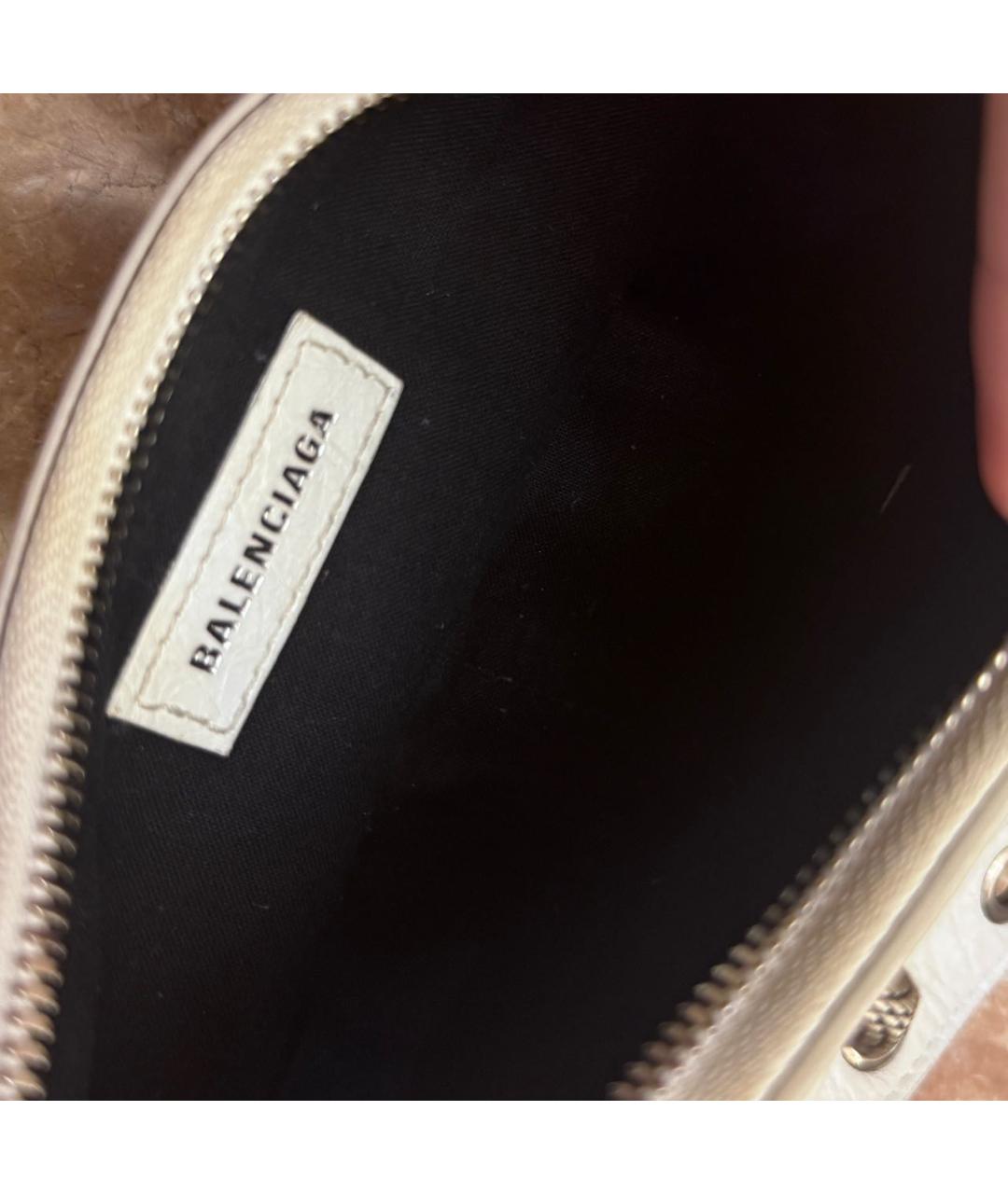 BALENCIAGA Белая кожаная сумка через плечо, фото 3