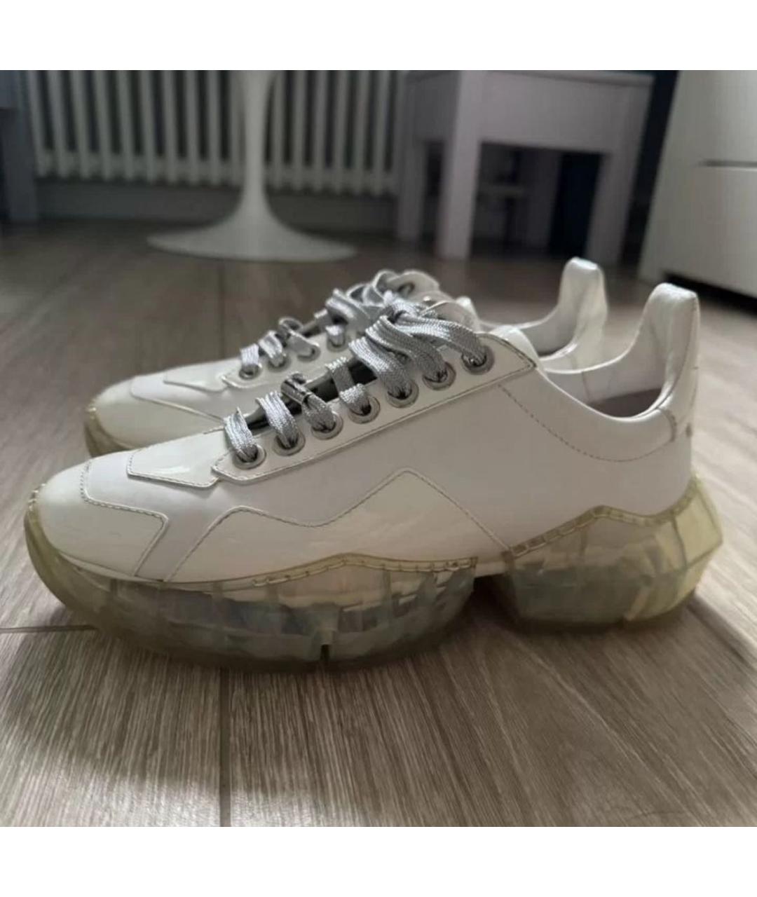 JIMMY CHOO Белые кожаные кроссовки, фото 2