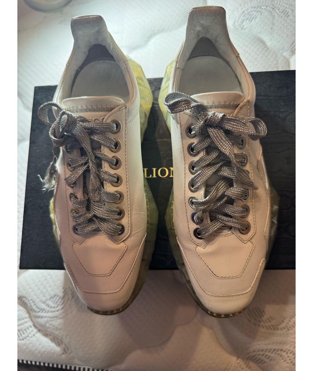 JIMMY CHOO Белые кожаные кроссовки, фото 3