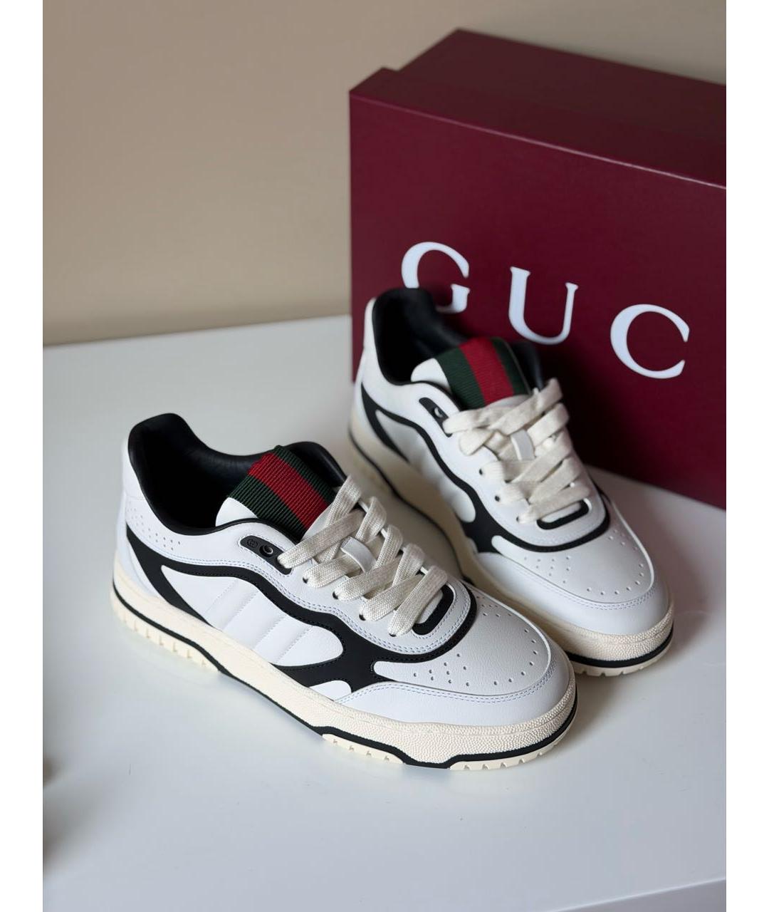 GUCCI Белые кожаные кеды, фото 2