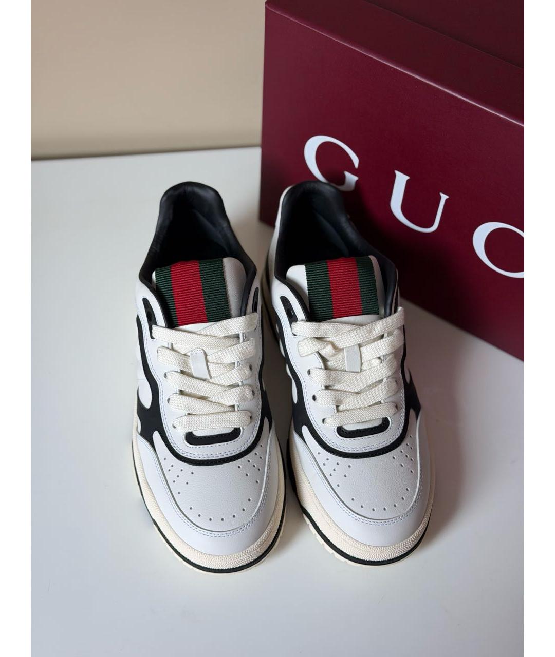 GUCCI Белые кожаные кеды, фото 4