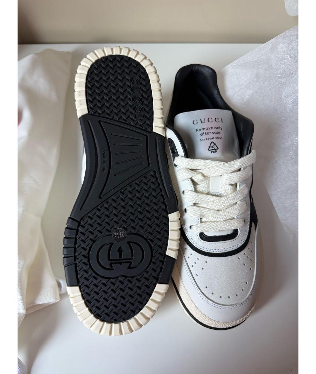 GUCCI Белые кожаные кеды, фото 5