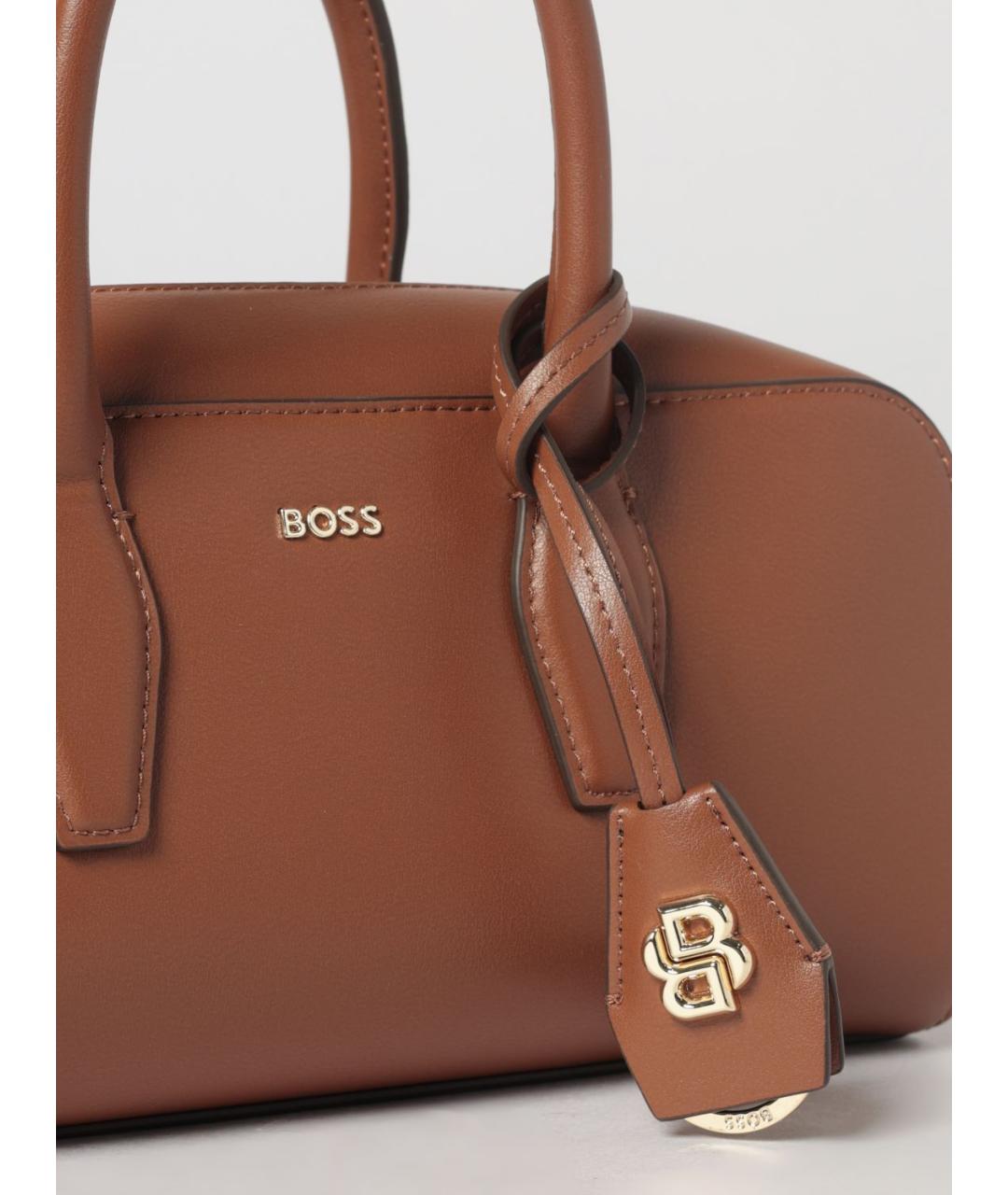 HUGO BOSS Коричневая кожаная сумка с короткими ручками, фото 3
