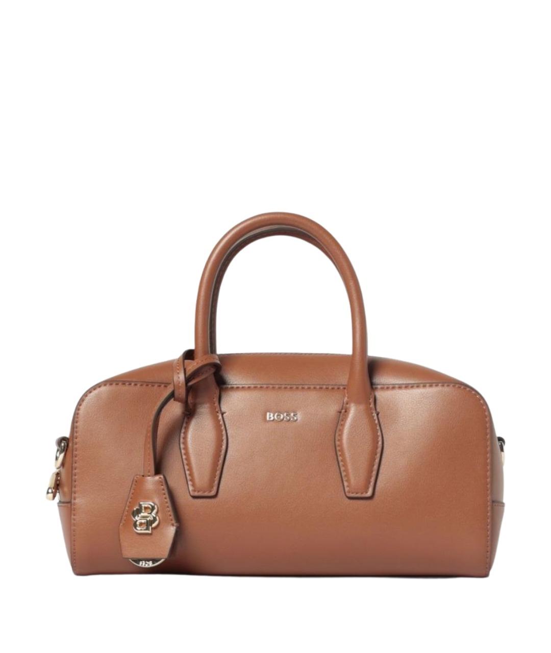 HUGO BOSS Коричневая кожаная сумка с короткими ручками, фото 1