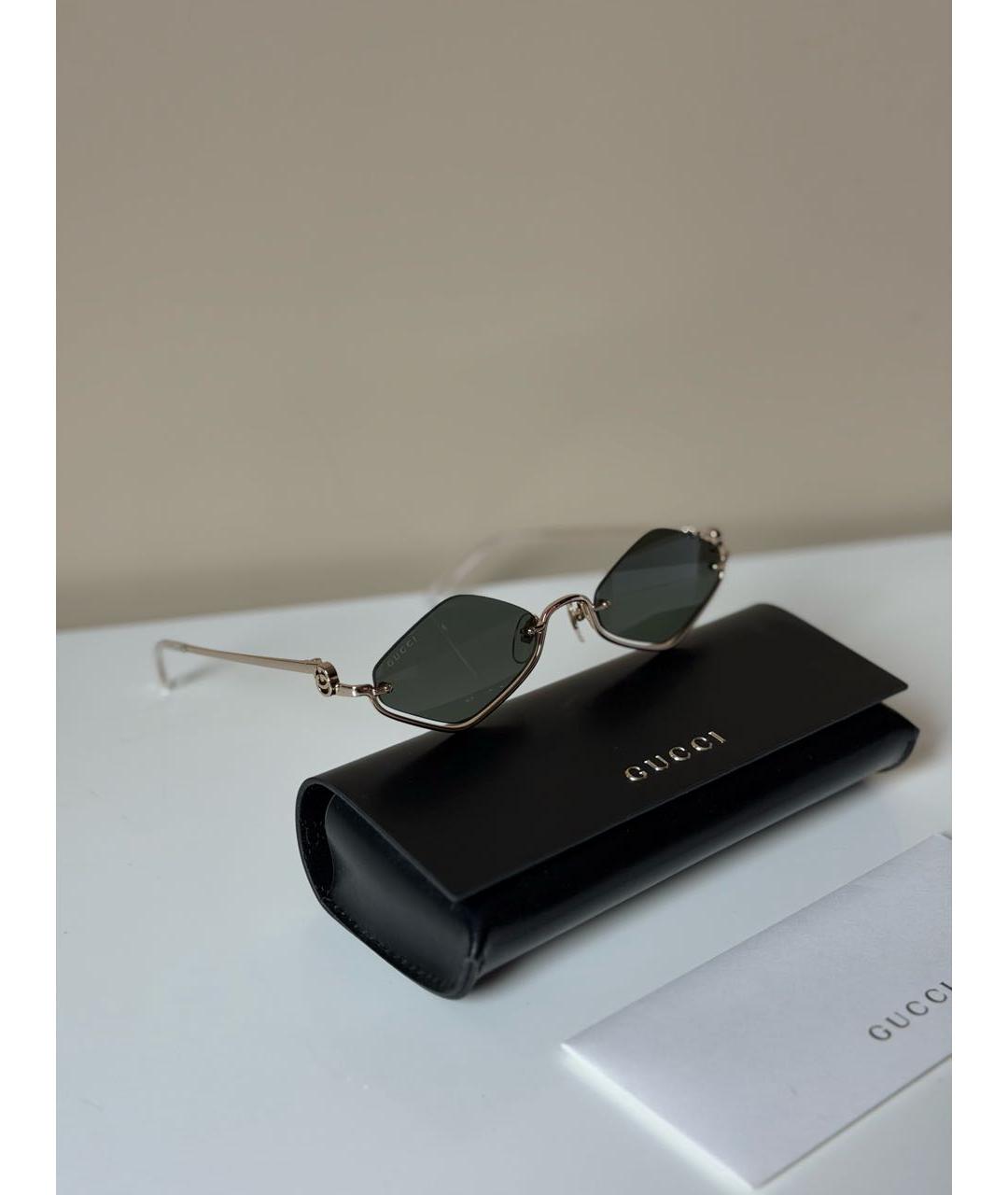 GUCCI Коричневые металлические солнцезащитные очки, фото 2