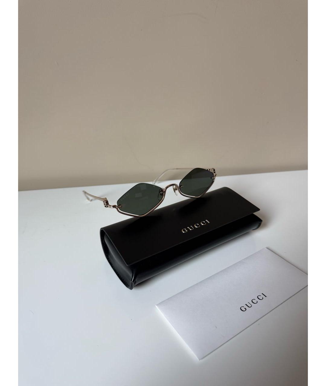 GUCCI Коричневые металлические солнцезащитные очки, фото 3