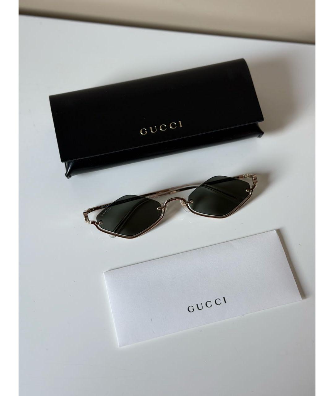 GUCCI Коричневые металлические солнцезащитные очки, фото 6