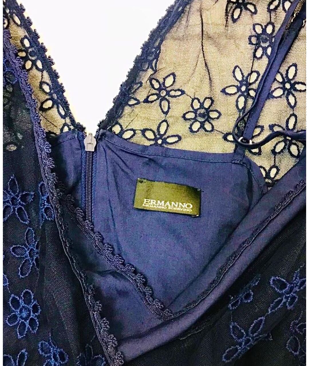 ERMANNO SCERVINO Синее полиэстеровое коктейльное платье, фото 3