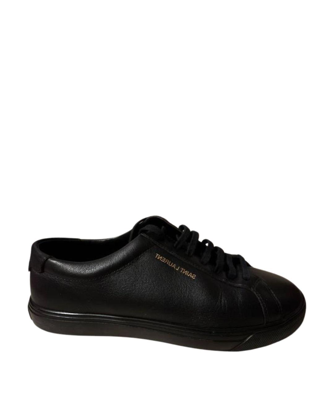 SAINT LAURENT Черные кожаные кеды, фото 1