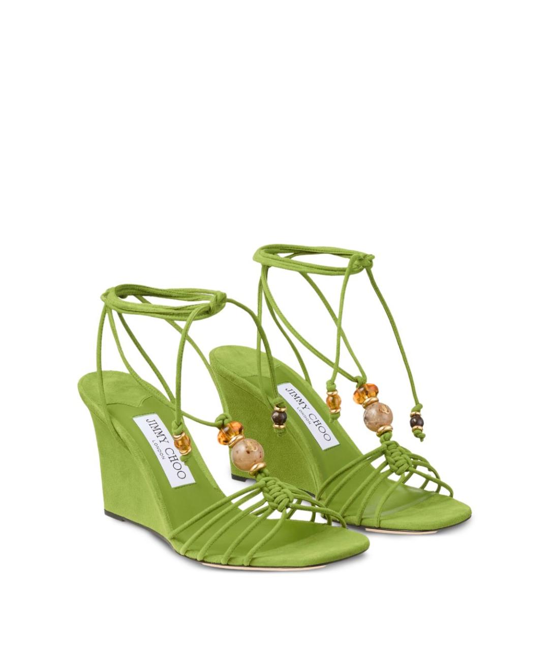 JIMMY CHOO Зеленые замшевые босоножки, фото 2