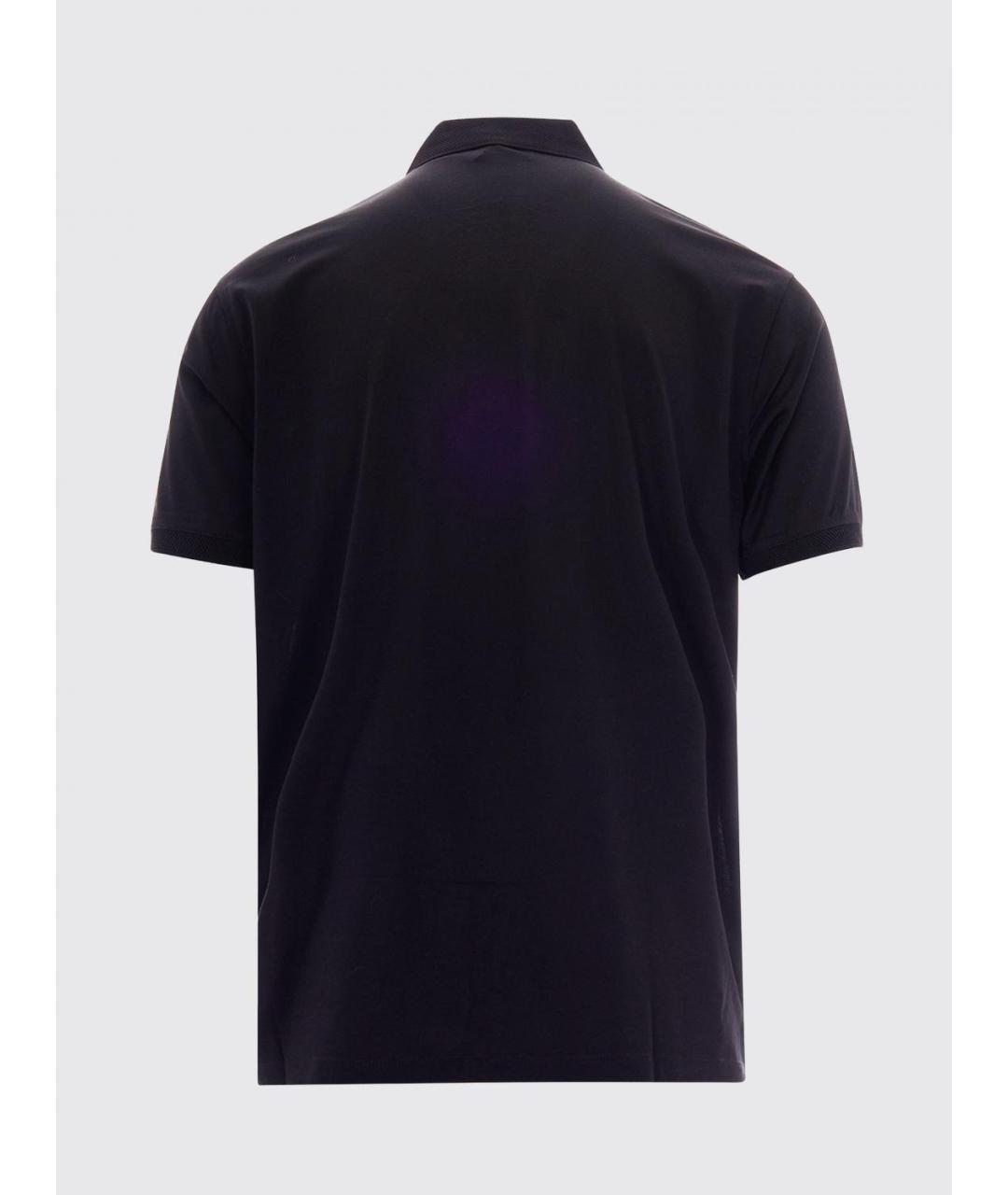 EMPORIO ARMANI Черное хлопковое поло с коротким рукавом, фото 3