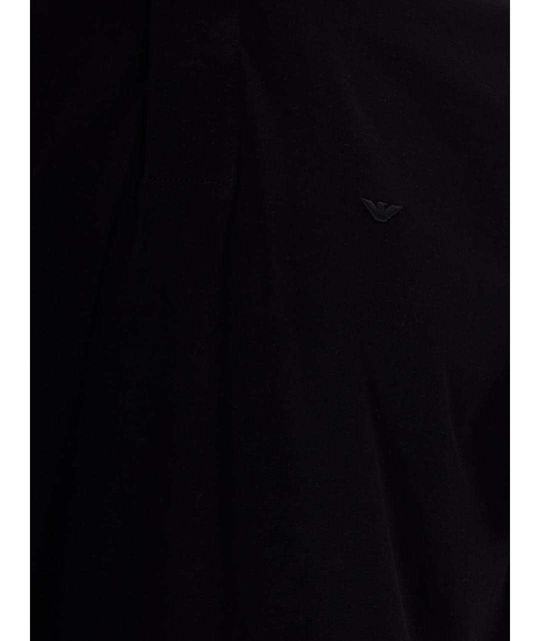 EMPORIO ARMANI Черное хлопковое поло с коротким рукавом, фото 4