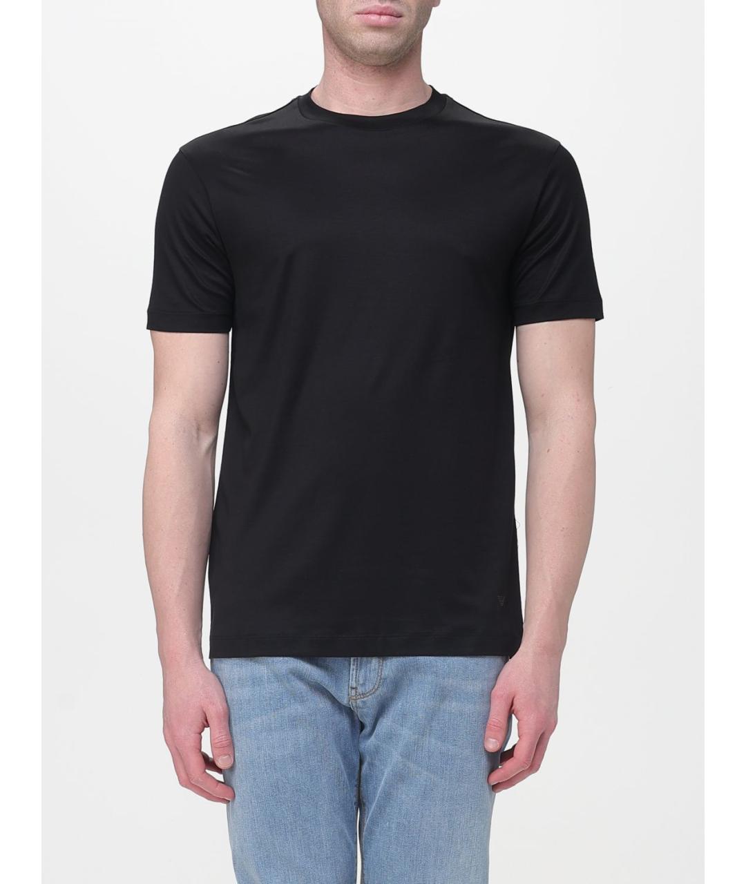 EMPORIO ARMANI Черная хлопковая футболка, фото 1