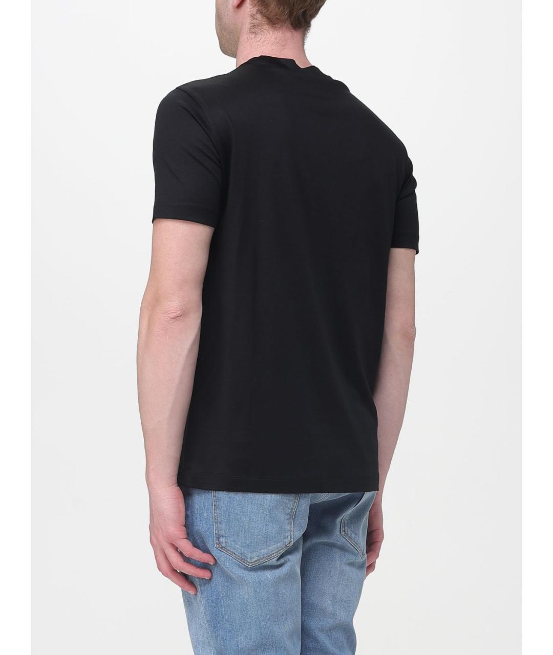 EMPORIO ARMANI Черная хлопковая футболка, фото 2