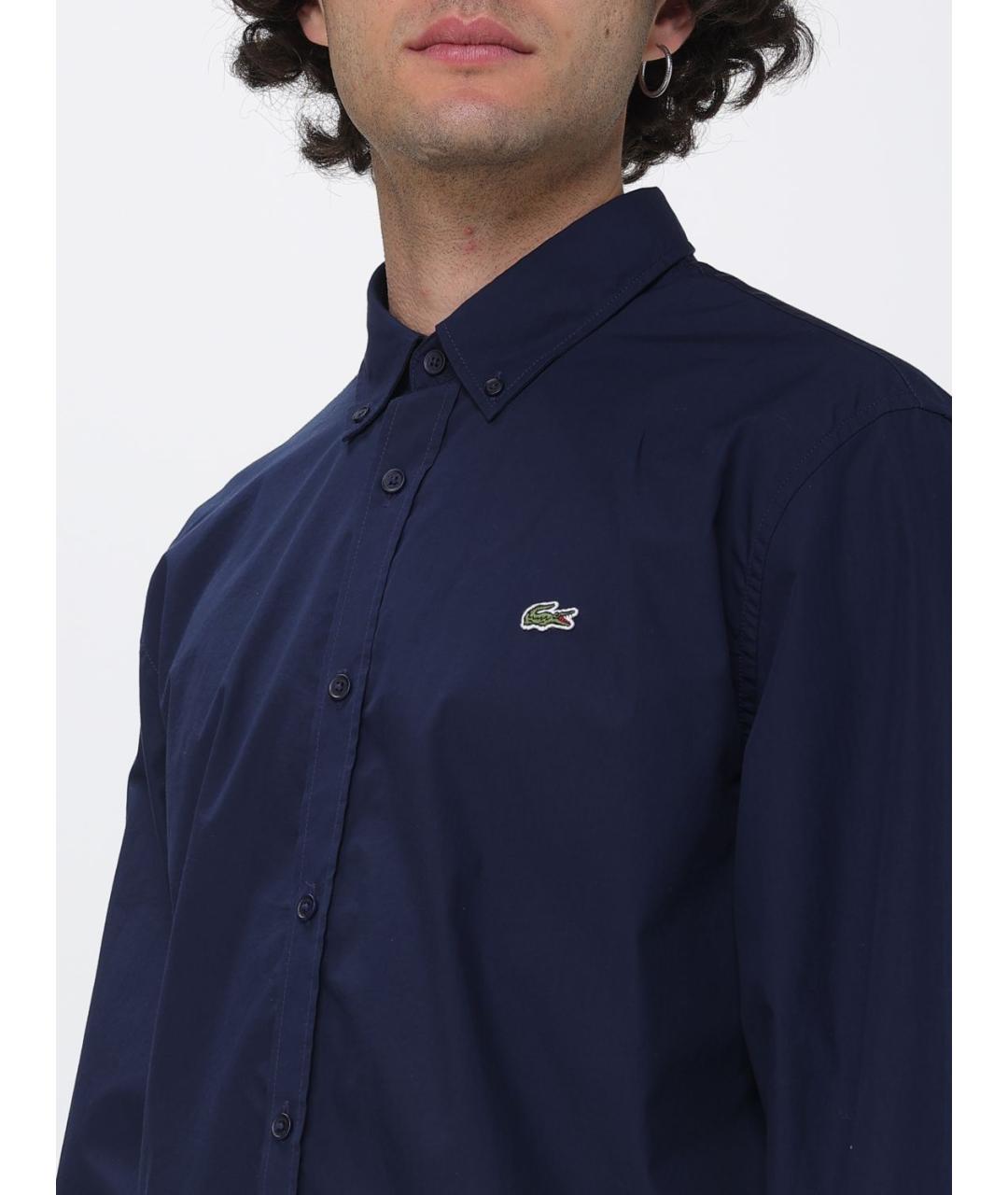 LACOSTE Синяя хлопковая кэжуал рубашка, фото 3