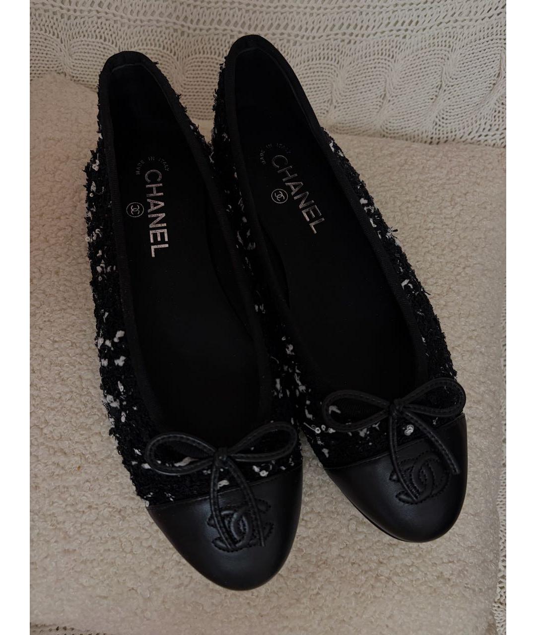 CHANEL Черные текстильные балетки, фото 2