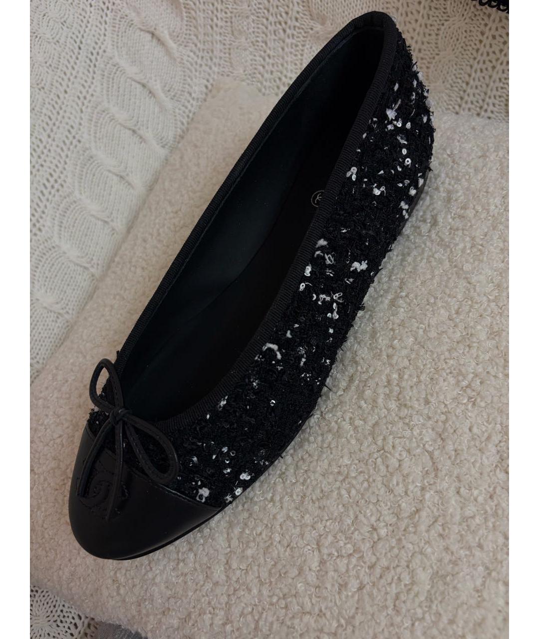 CHANEL Черные текстильные балетки, фото 8