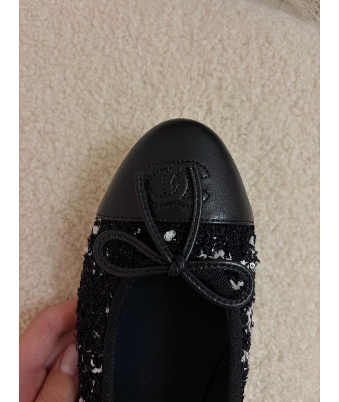 CHANEL Черные текстильные балетки, фото 4