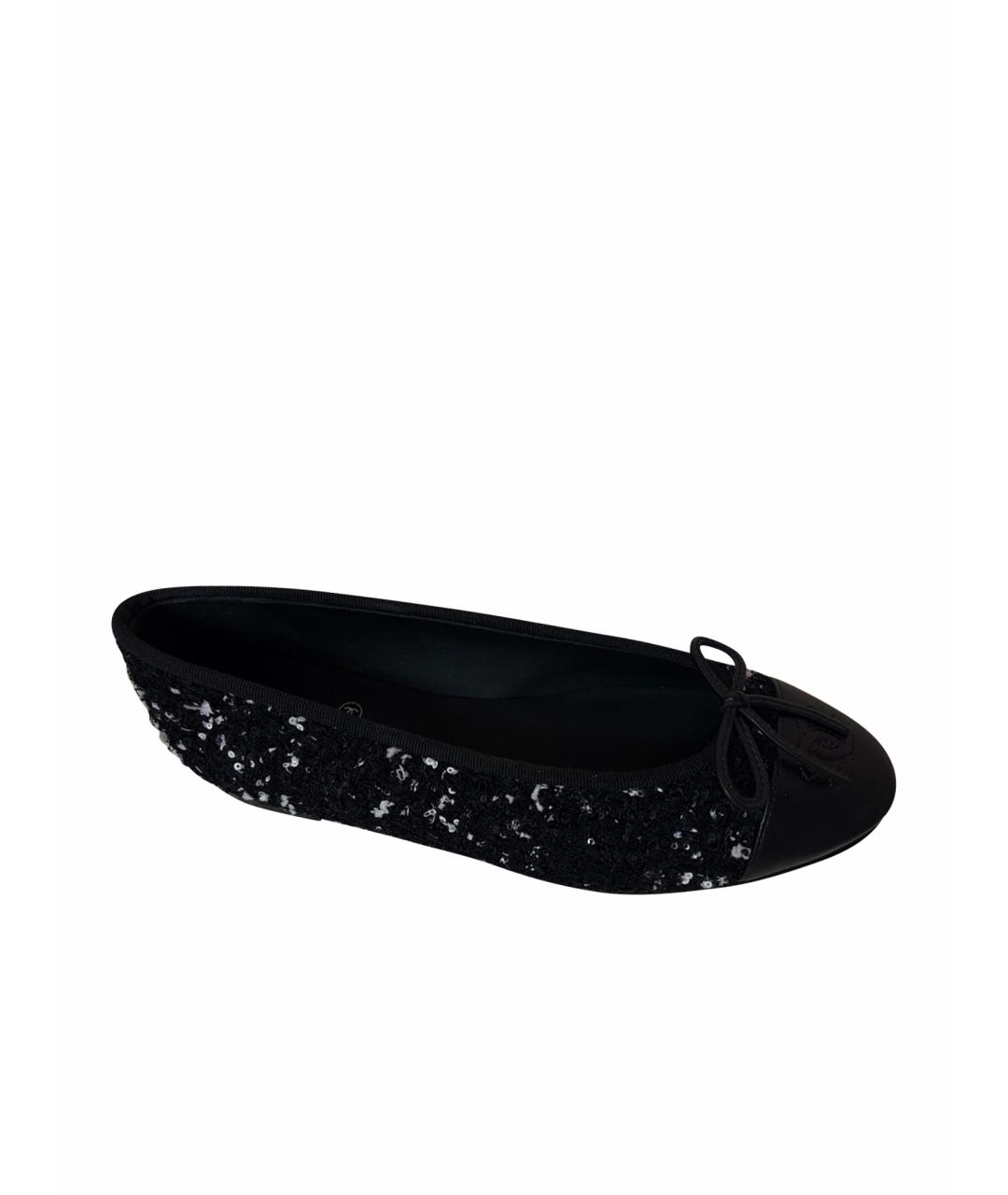 CHANEL Черные текстильные балетки, фото 1