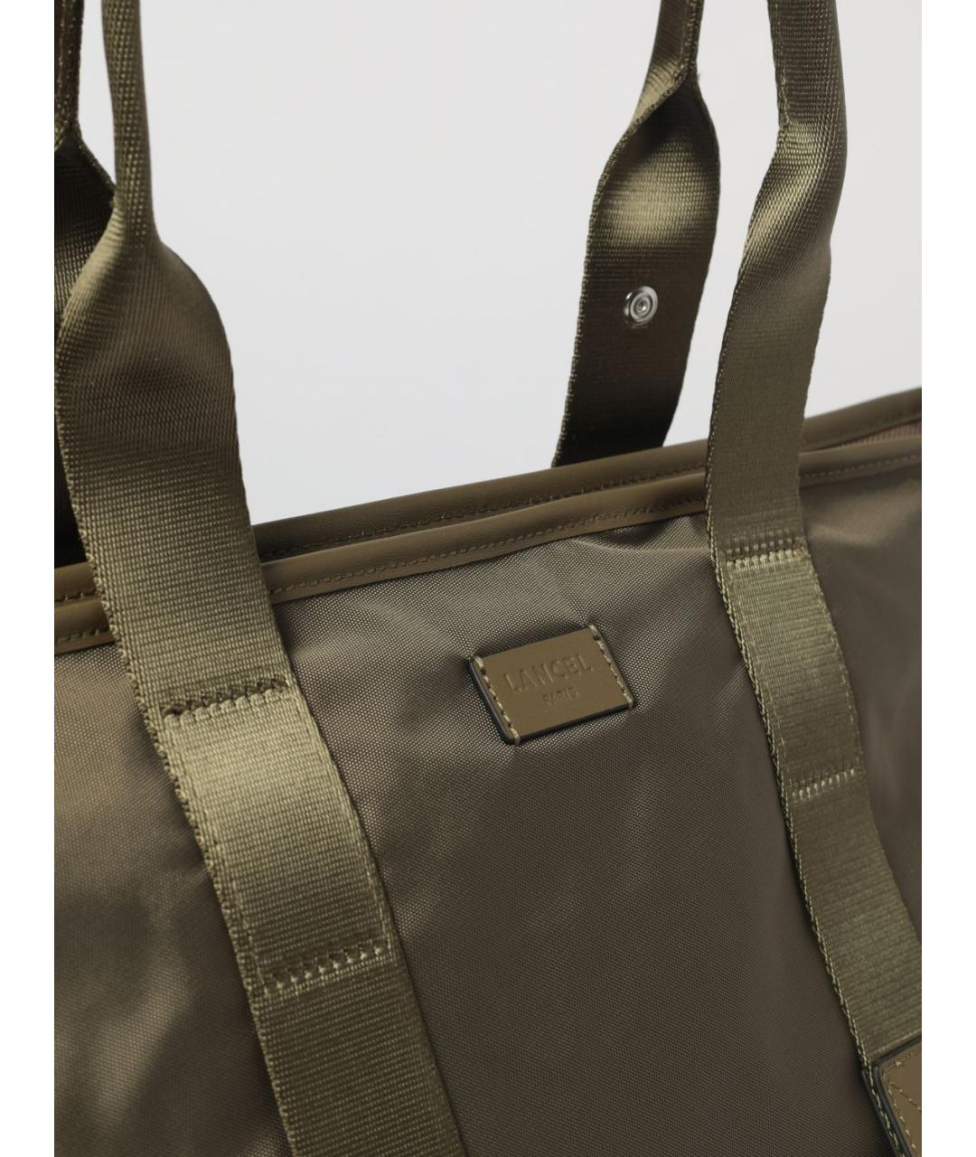 LANCEL Хаки тканевая сумка тоут, фото 3