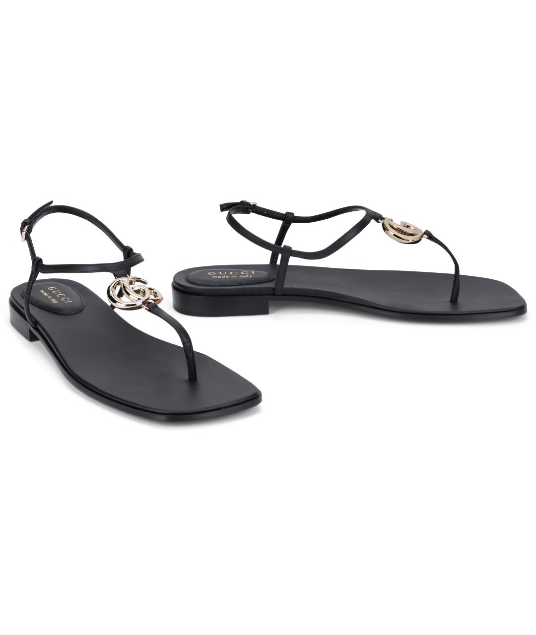GUCCI Черные кожаные сандалии, фото 2