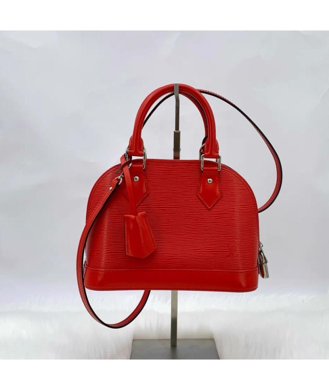 LOUIS VUITTON Красная кожаная сумка с короткими ручками, фото 5