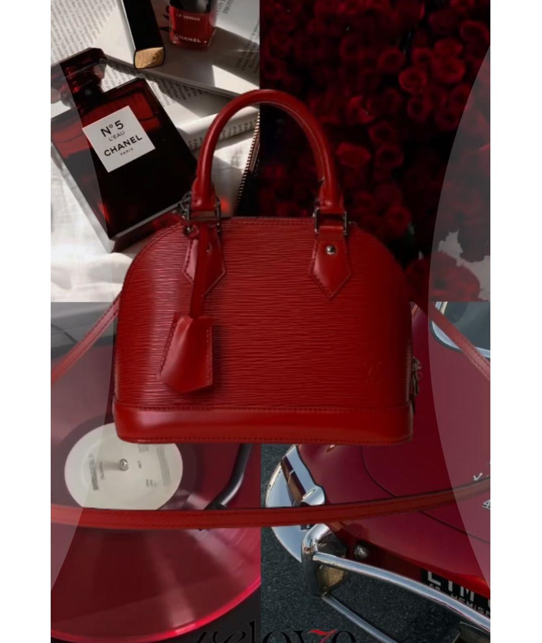 LOUIS VUITTON Красная кожаная сумка с короткими ручками, фото 2