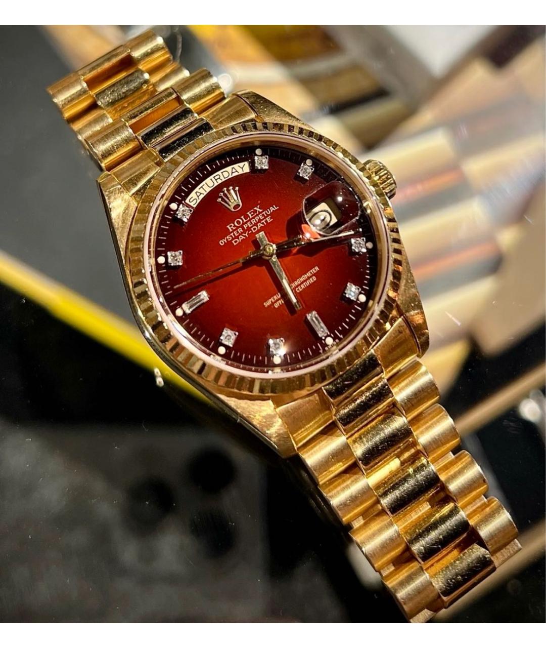 ROLEX Красные часы из желтого золота, фото 2