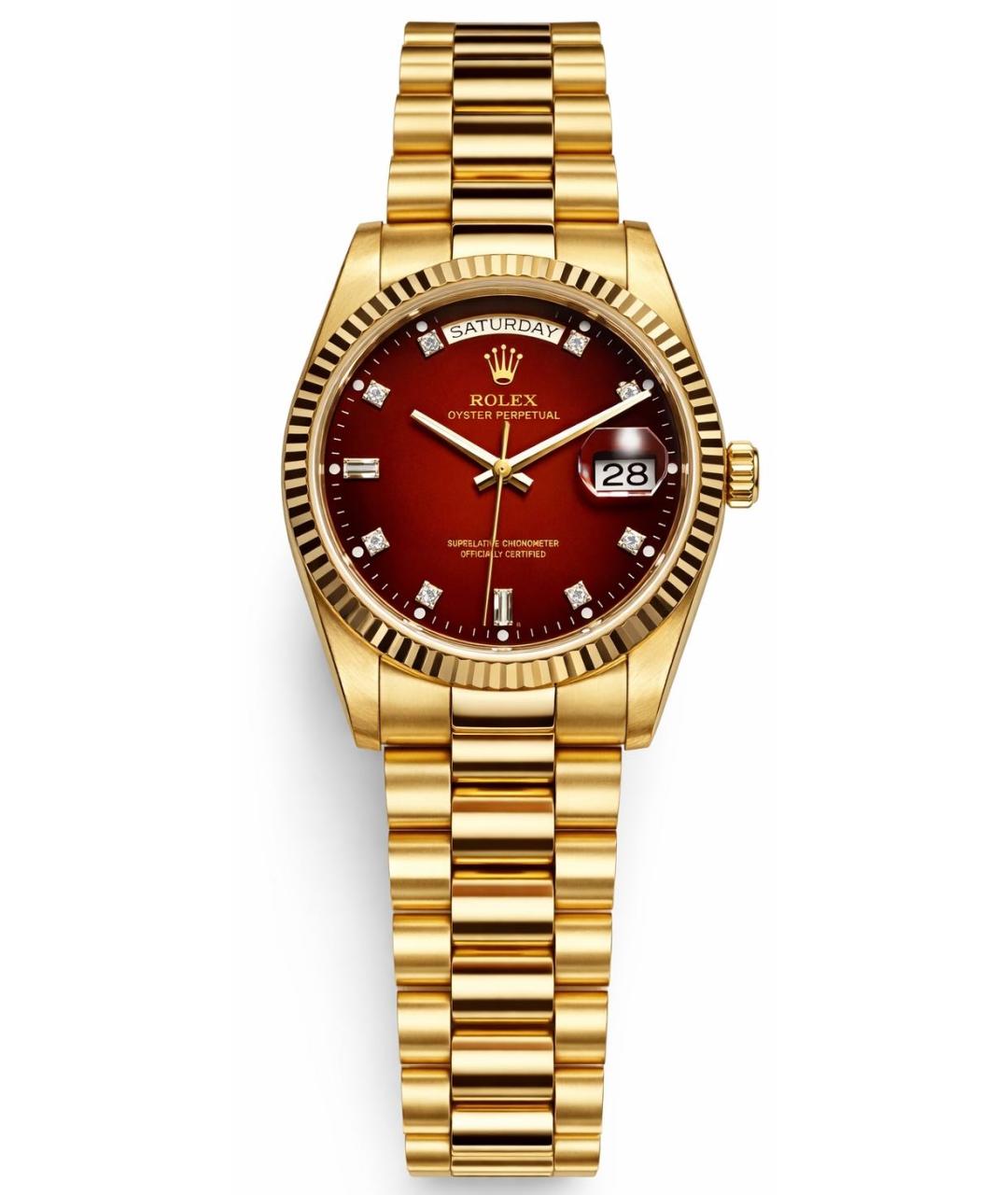 ROLEX Красные часы из желтого золота, фото 9