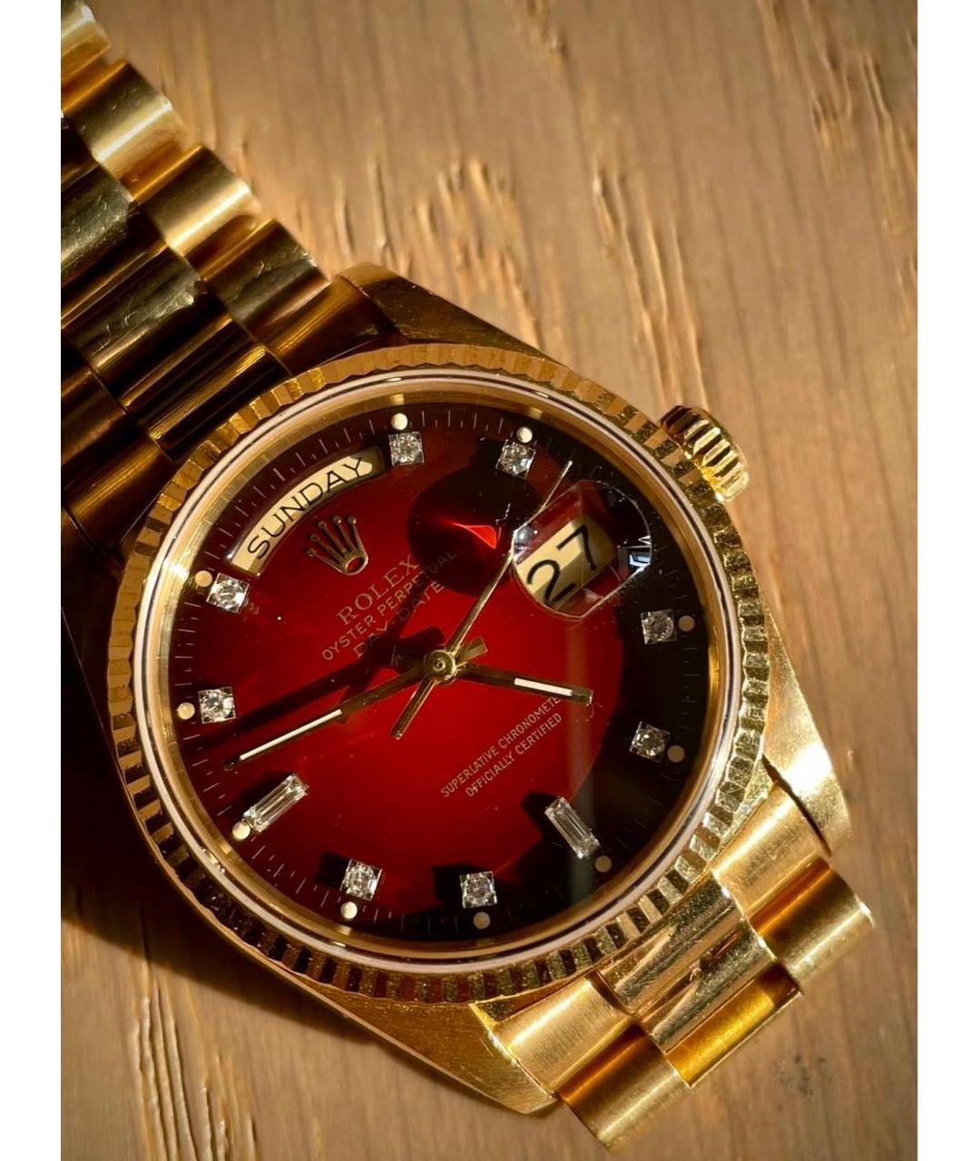 ROLEX Красные часы из желтого золота, фото 4