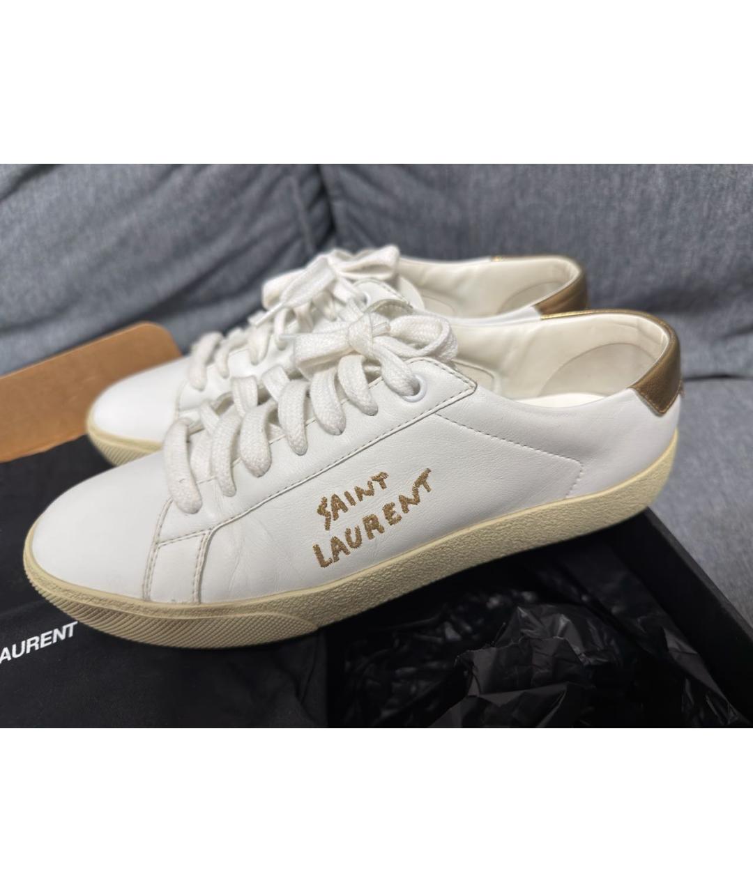 SAINT LAURENT Белые кожаные кеды, фото 5