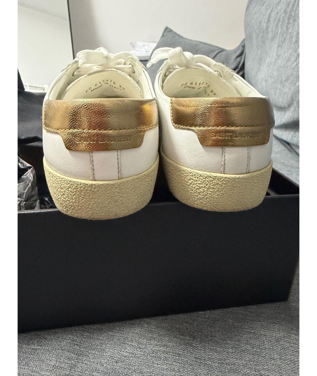 SAINT LAURENT Белые кожаные кеды, фото 3