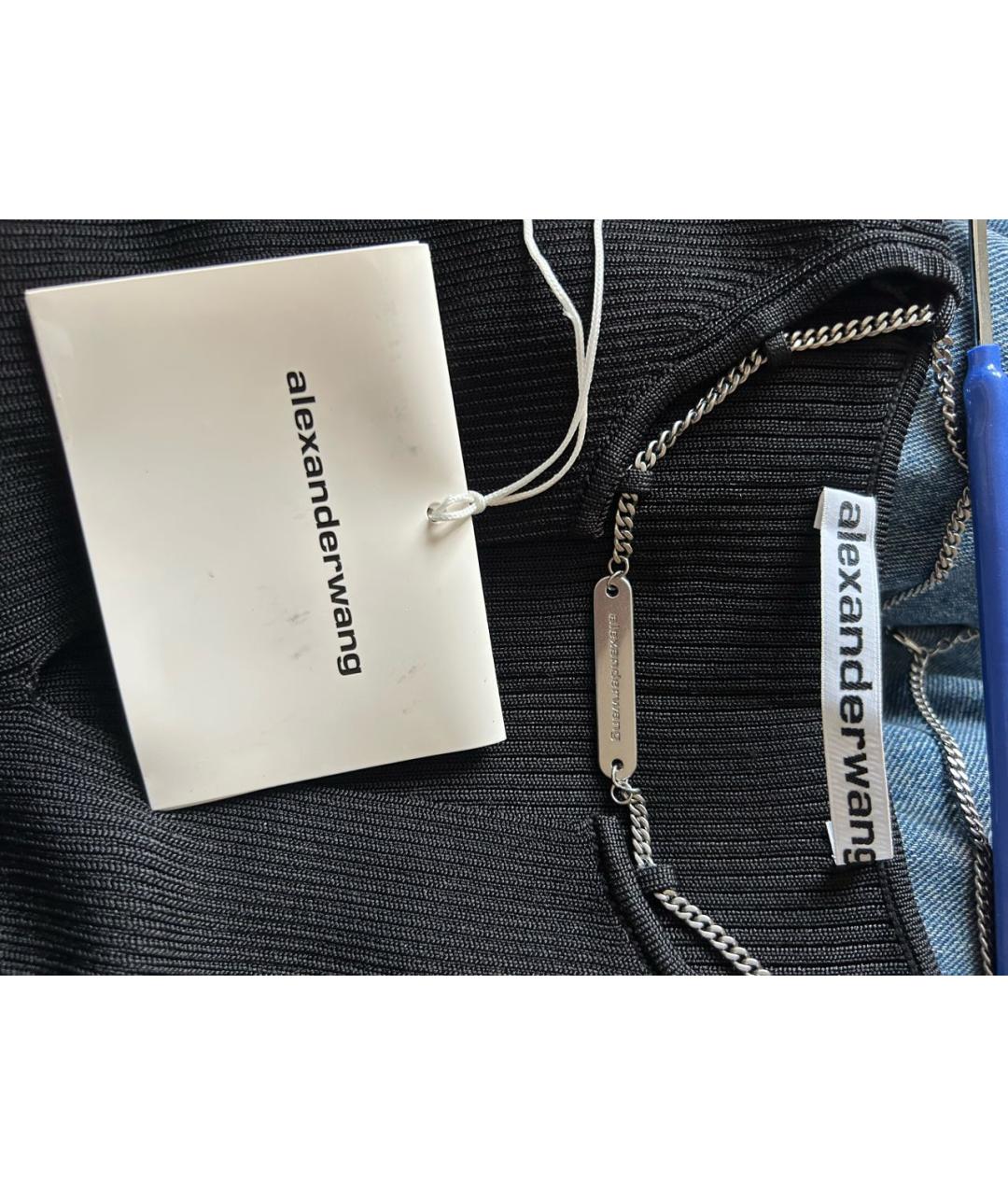 ALEXANDER WANG Черное хлопко-эластановое коктейльное платье, фото 5