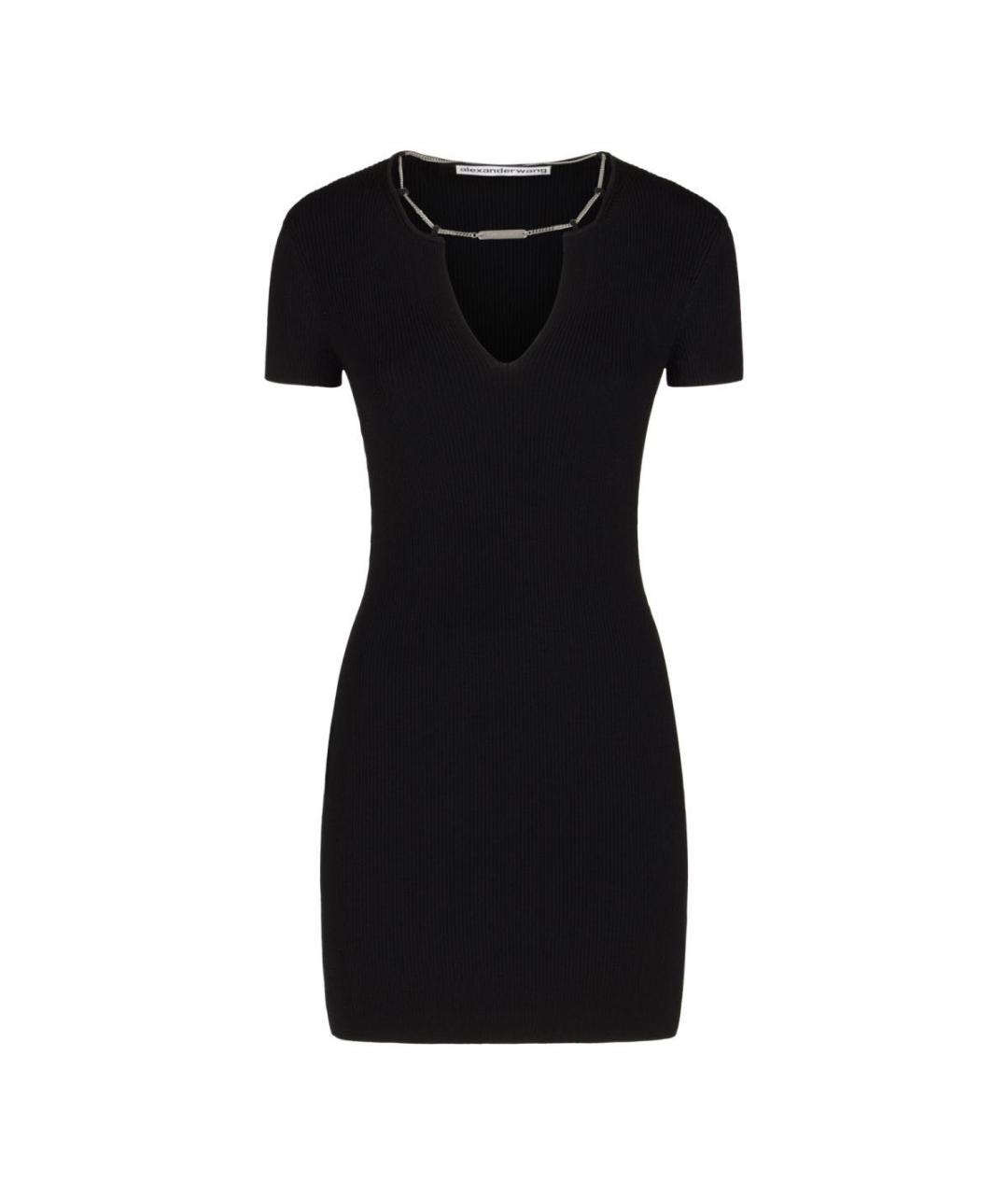 ALEXANDER WANG Черное хлопко-эластановое коктейльное платье, фото 1
