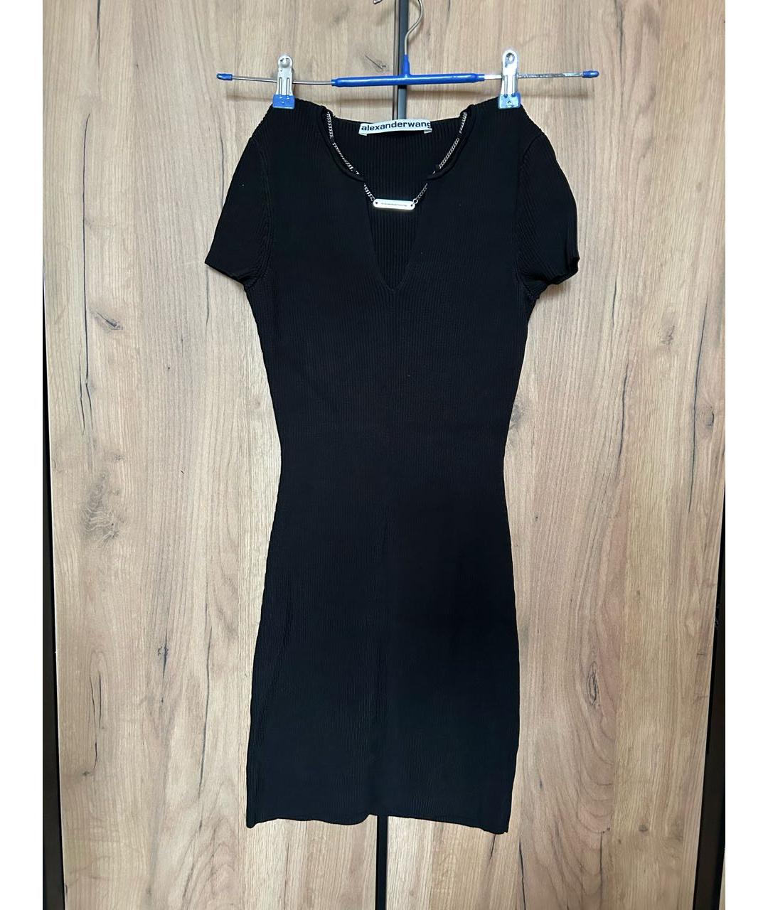 ALEXANDER WANG Черное хлопко-эластановое коктейльное платье, фото 2